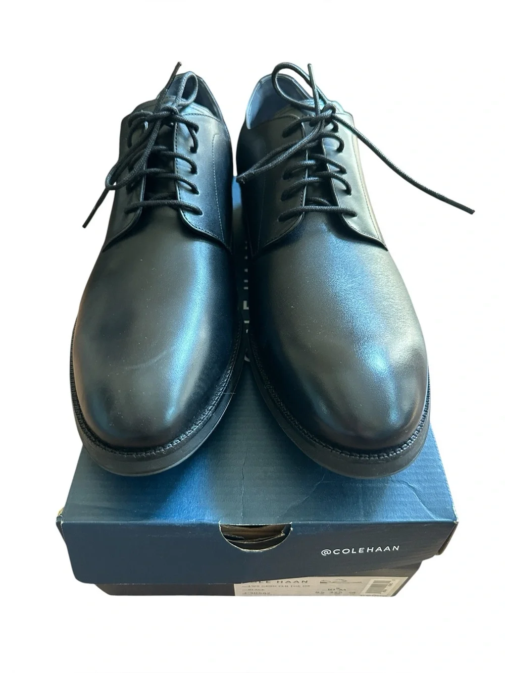 NwB Cole Haan Mens Lewis Grand Plain Toe Oxford C30582 Black Size 10.5 Leather